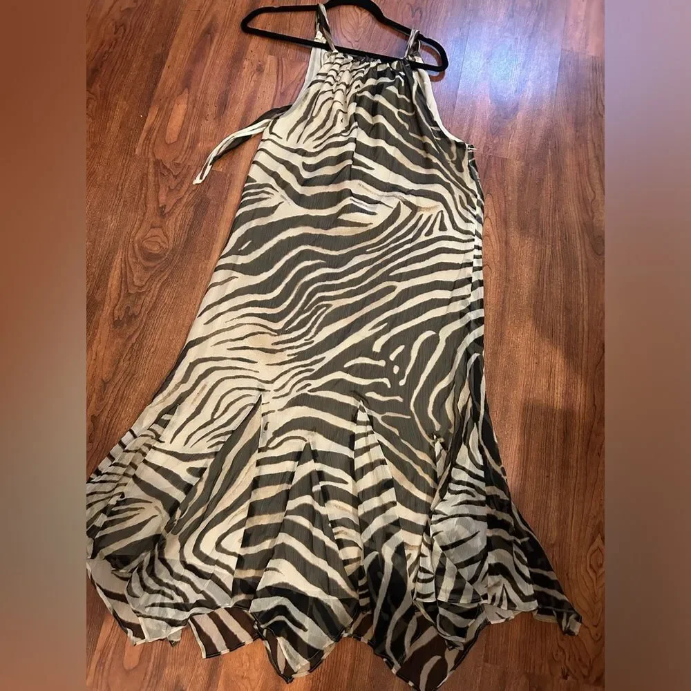 Ralph Lauren Animal Print Halter Dress Sz 12 - Picture 2 of 5